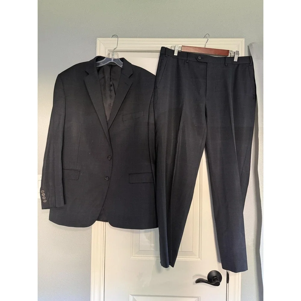 Lauren Ralph Lauren Suit Mens 44 36x32 Gray Wool 2 Piece Jacket Pants Formal